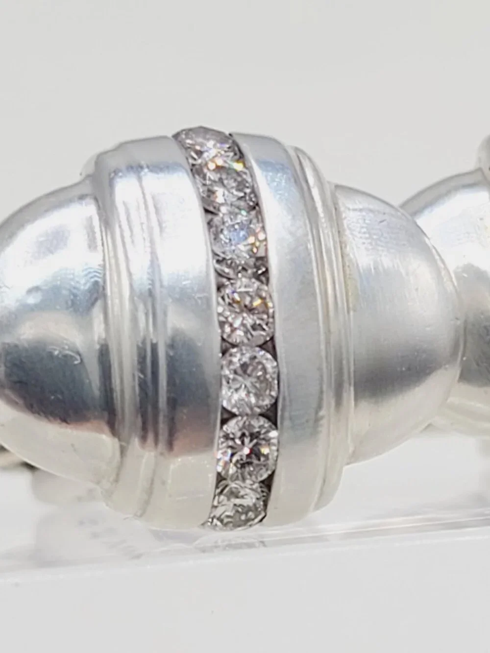 David Yurman Thoroughbred Cufflinks in Sterling Silver w/ White Diamonds - RARE